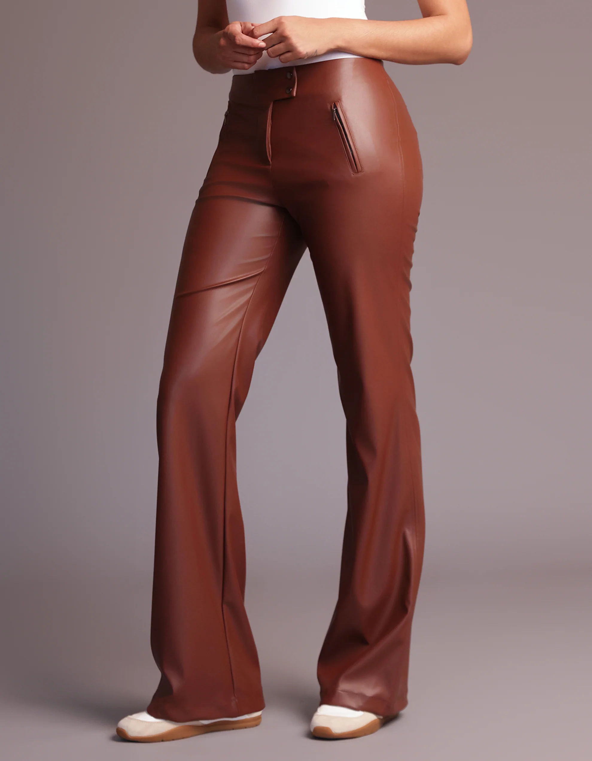 AIMEE LEATHER PANTS [Mocha] - Image 3