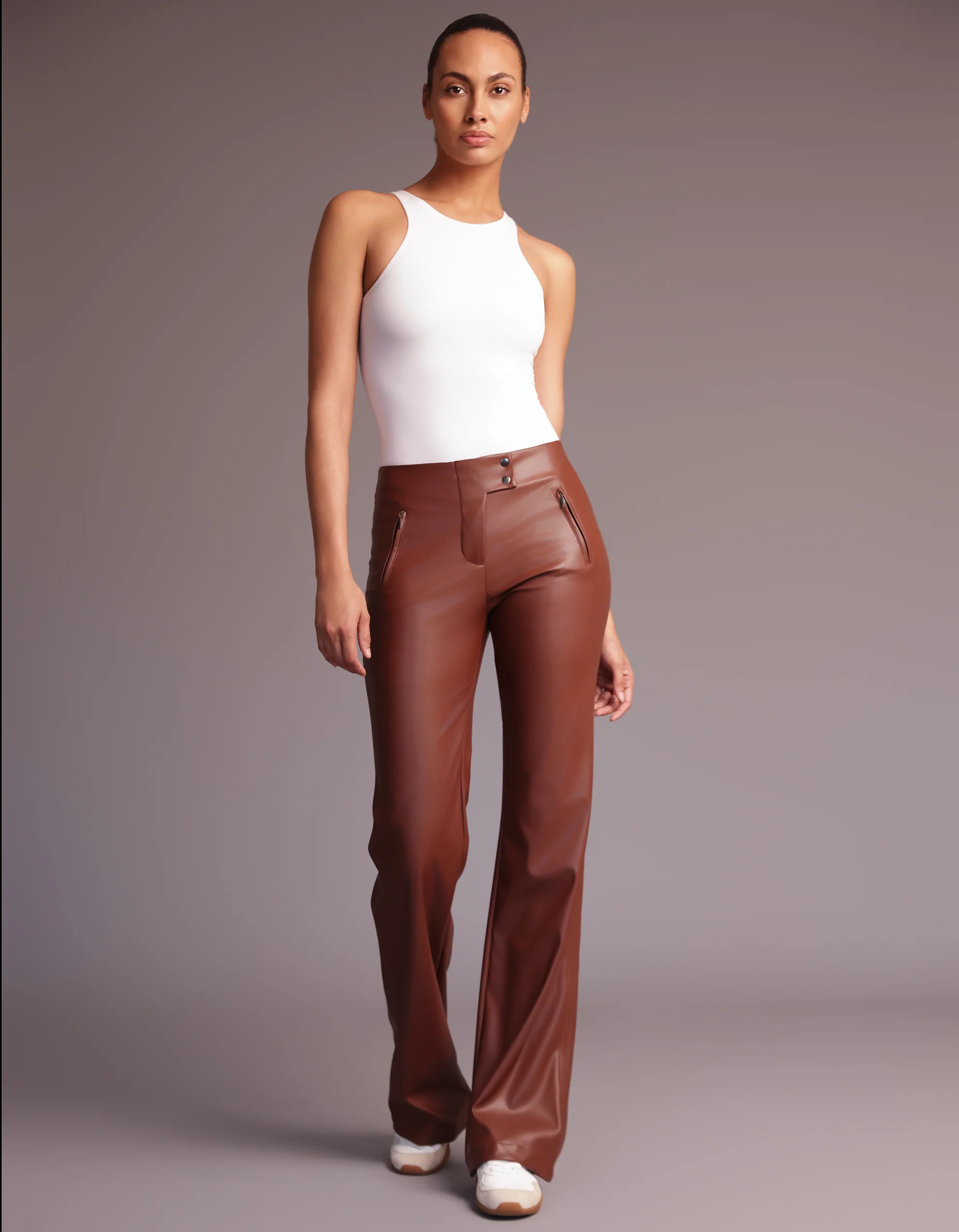 AIMEE LEATHER PANTS [Mocha] - Image 4