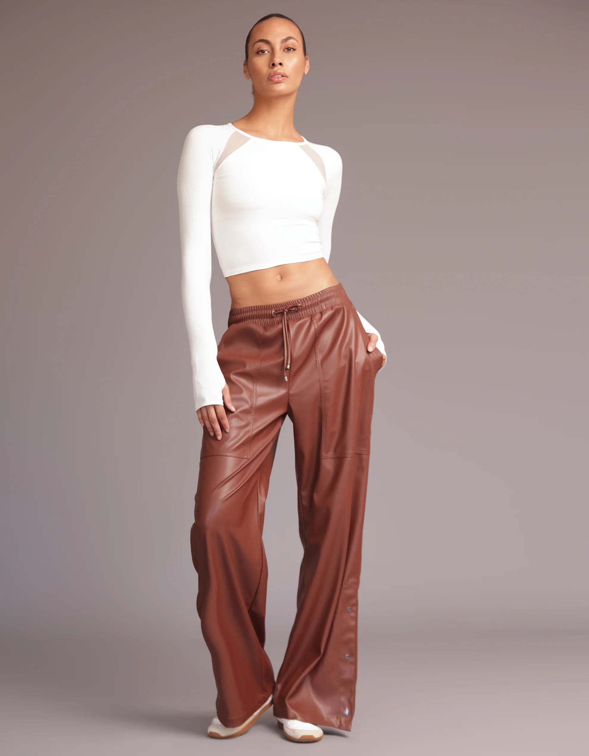 CARA LEATHER PANTS [Mocha] - Image 3