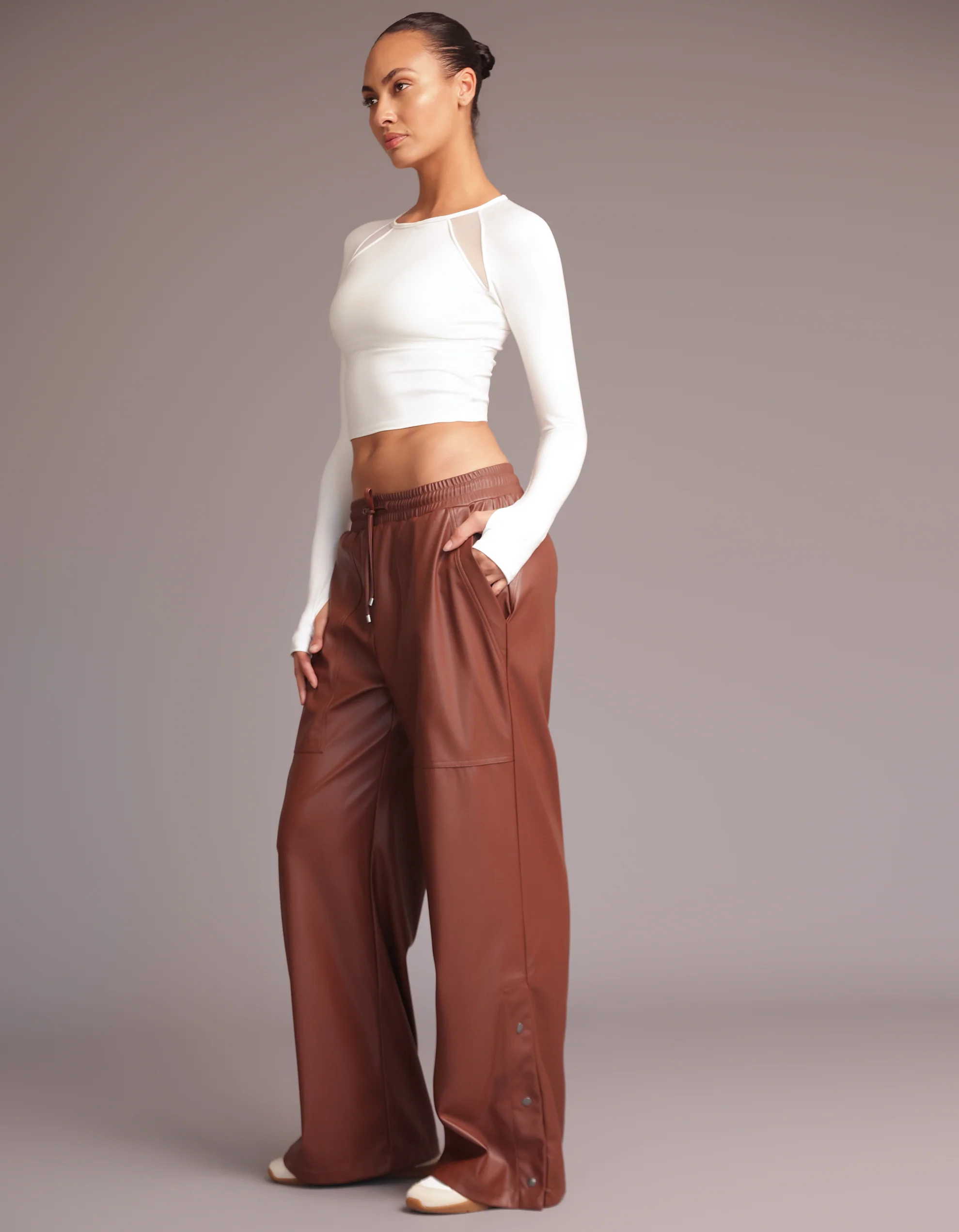 CARA LEATHER PANTS [Mocha] - Image 4