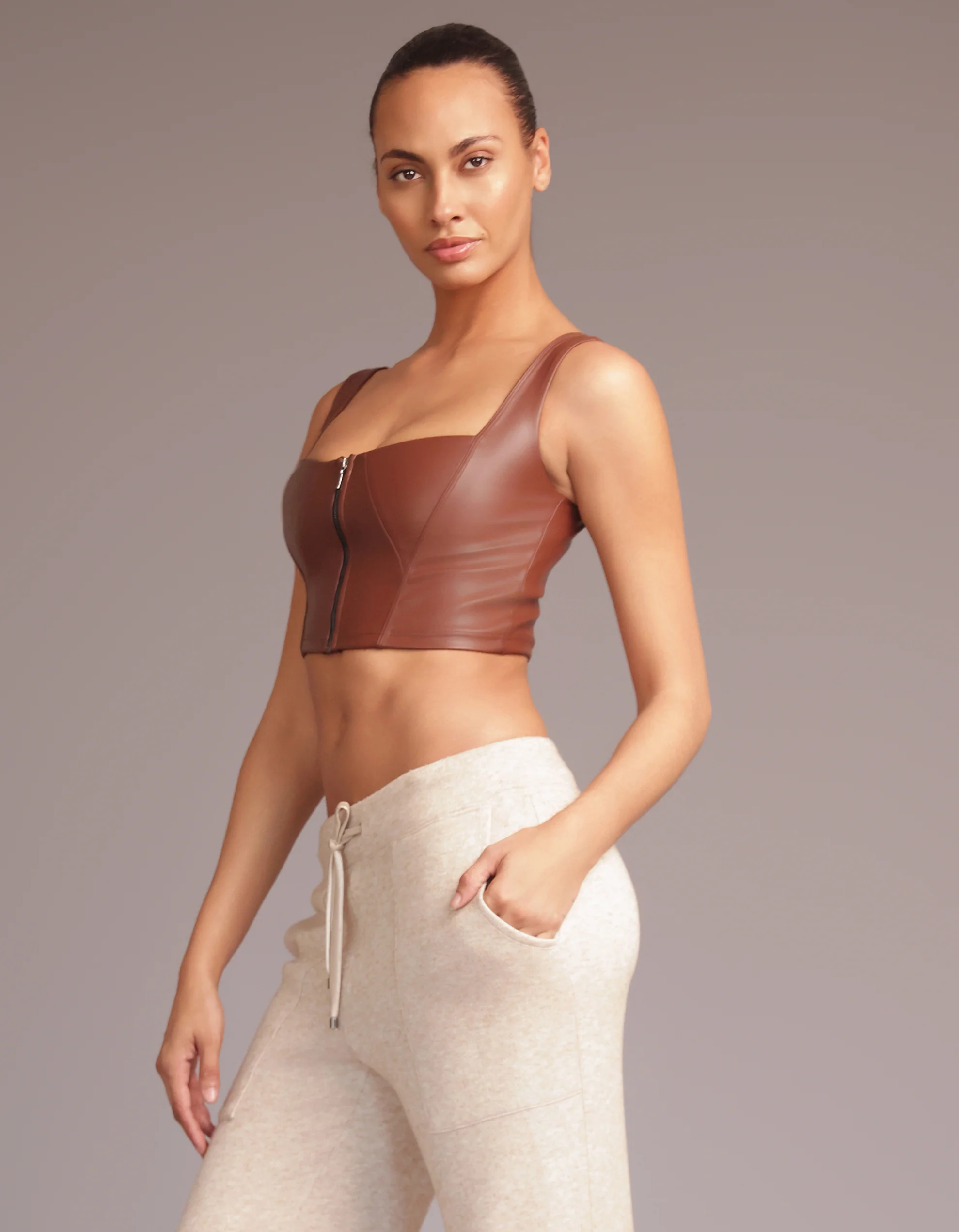 LEATHER BUSTIER [Mocha] - Image 3