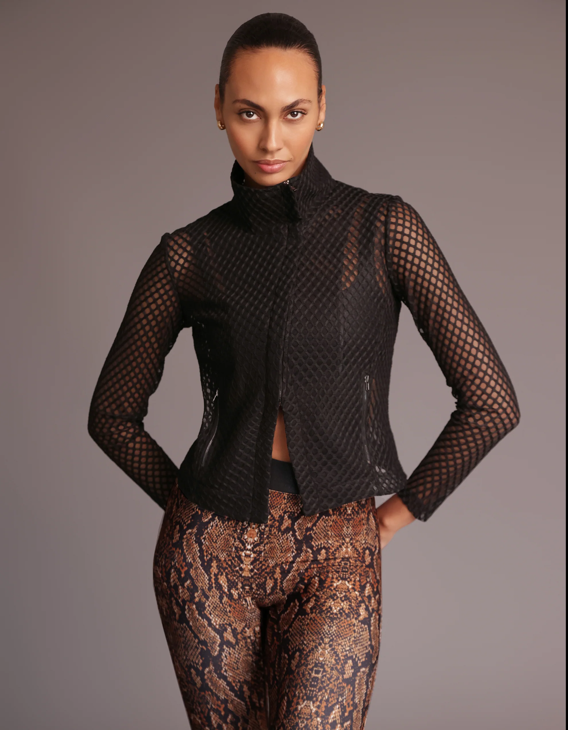 MESH BIKER JACKET [BLACK] - Image 3