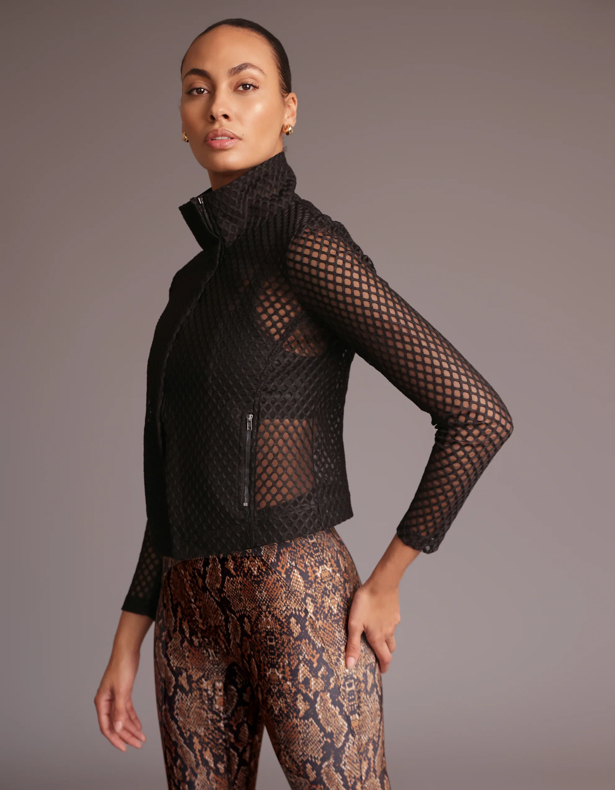 MESH BIKER JACKET [BLACK] - Image 4