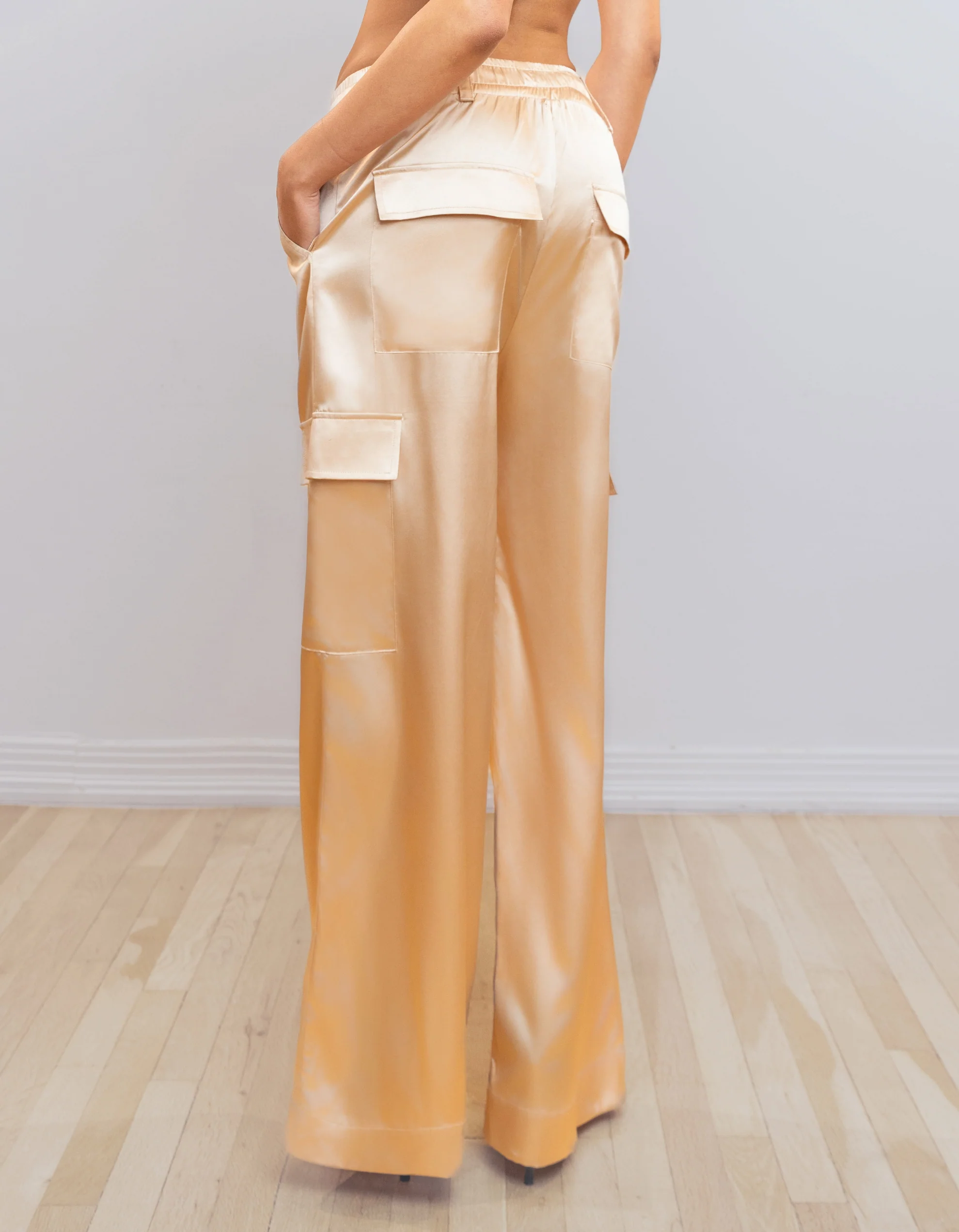 Satin Cargo Pants [Champagne] - Image 2