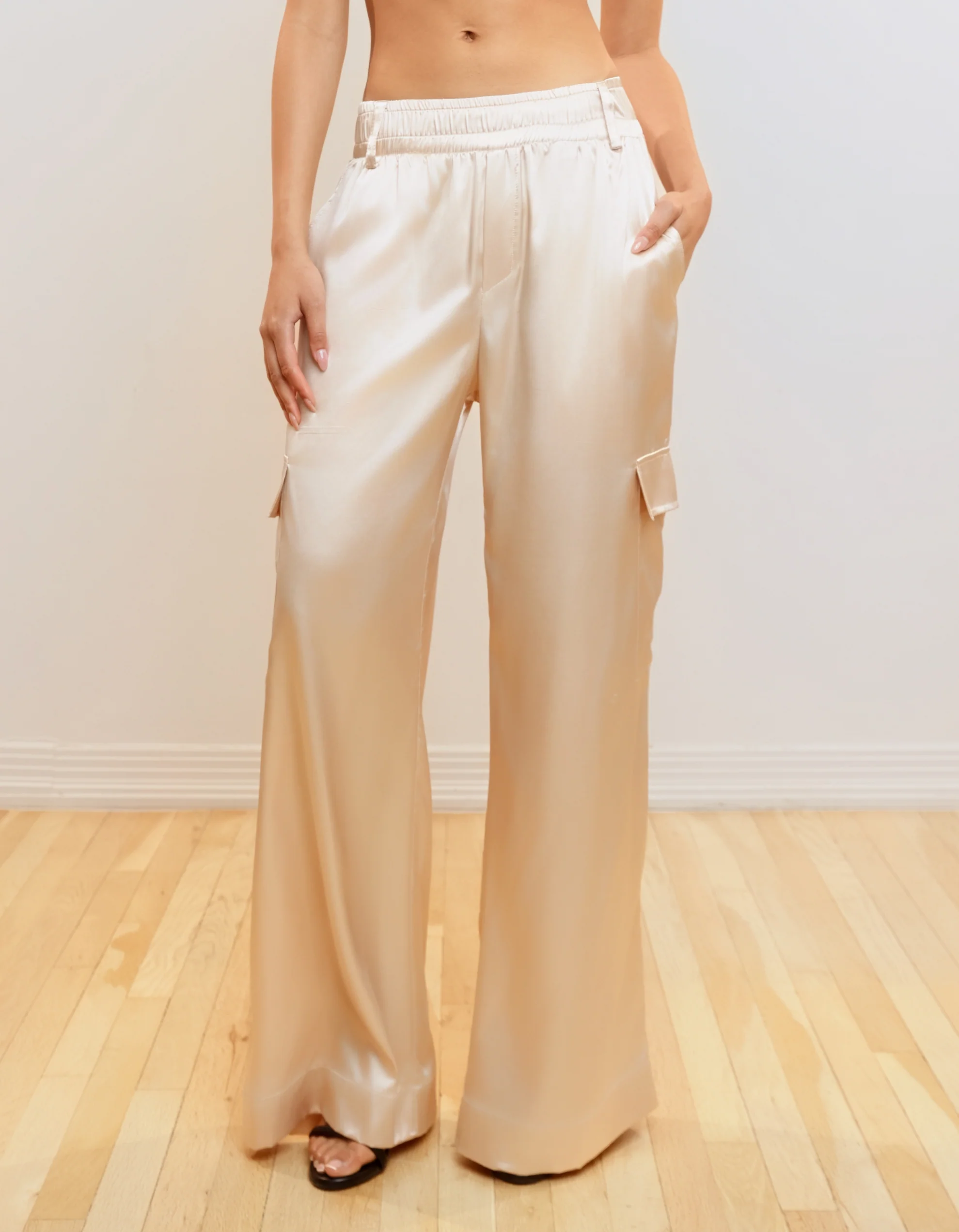 Satin Cargo Pants [Champagne] - Image 3