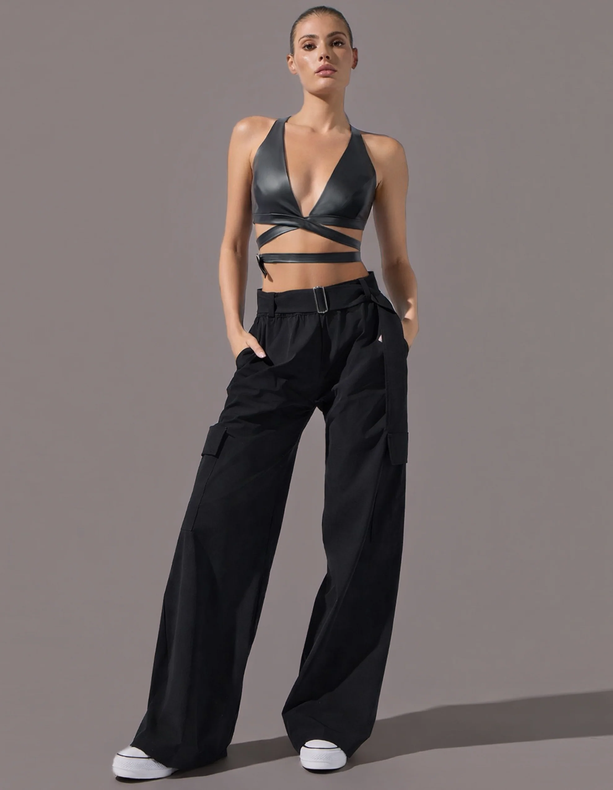 Wrap Leather Bra [BLACK] - Image 3